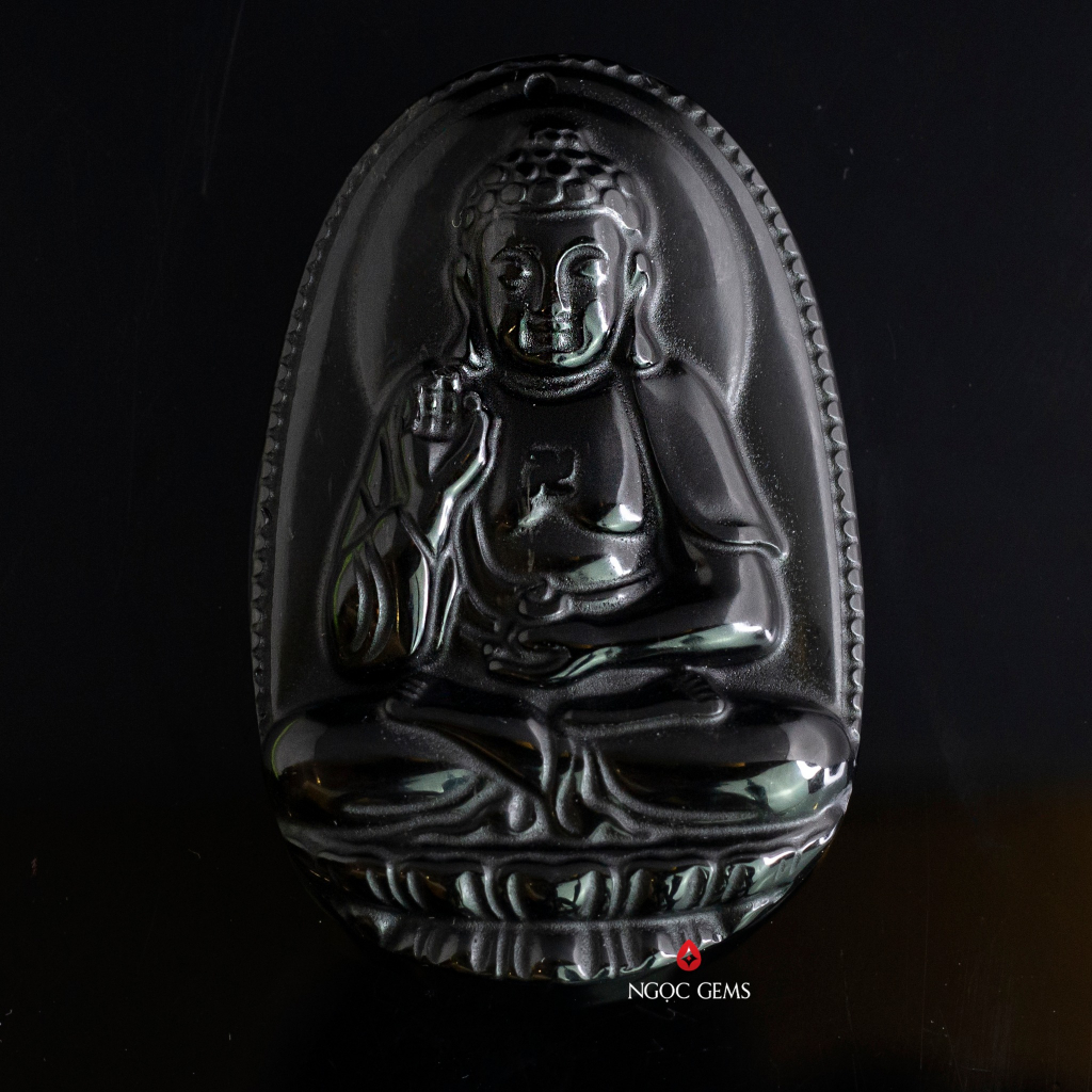 Mặt đá Phật Bản Mệnh A Di Đà các màu cho người tuổi Tuất và tuổi Hợi - Tặng kèm hộp, dây dù đeo cổ - PBM - Ngọc Gems