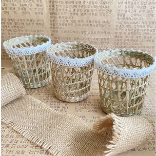 Cốc đựng giấy ăn ,ống cắm bút mây tre đan HANHDECOR, Cốc cói đựng vật dụng để bàn sắp xếp gọn gàng chất lượng cao