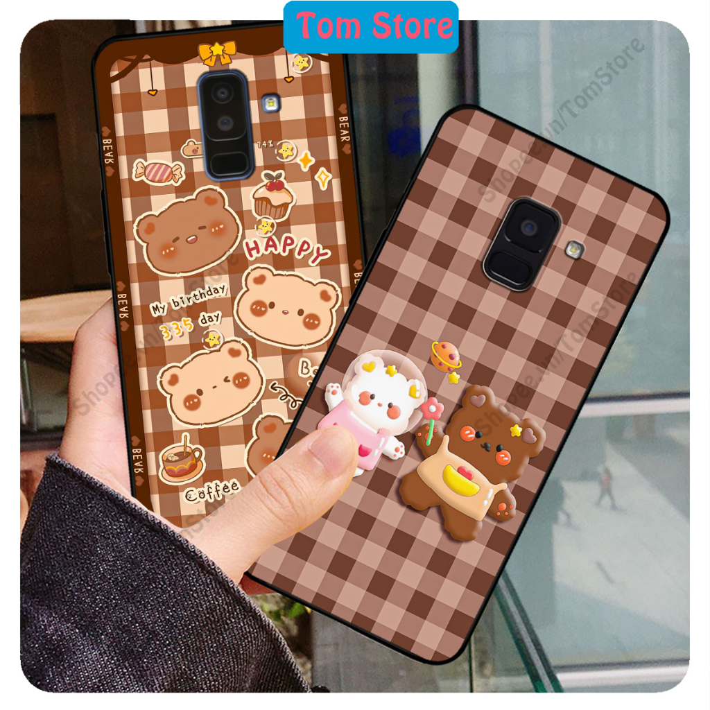Ốp lưng Samsung A6 2018 - A6 Plus - A8 2018 - A8 Plus in hình caro gấu thỏ, gấu bear cute