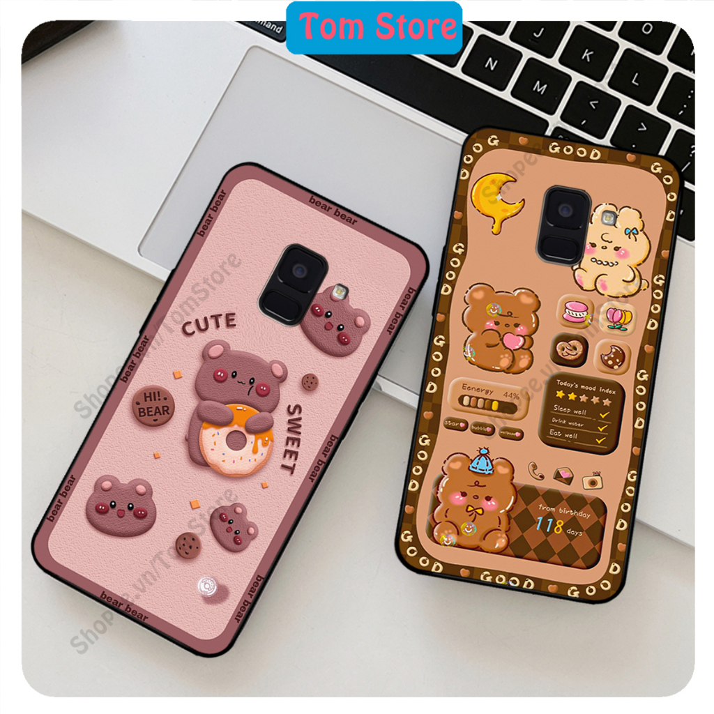 Ốp lưng Samsung A6 2018 - A6 Plus - A8 2018 - A8 Plus in hình caro gấu thỏ, gấu bear cute