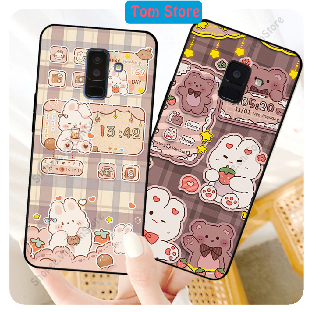 Ốp lưng Samsung A6 2018 - A6 Plus - A8 2018 - A8 Plus in hình caro gấu thỏ, gấu bear cute