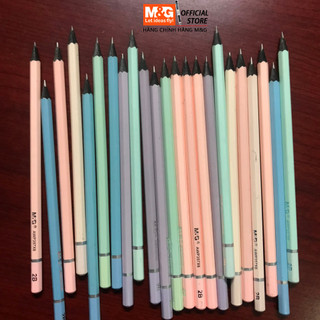 Bút chì gỗ cao cấp Pazto màu vỏ pastel QWP 357X6 gỗ đen, lõi 2B chính hãng M&G