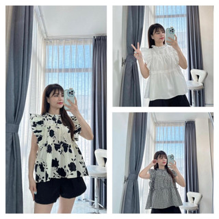 Áo sơ mi trắng babydoll , áo sơ mi nữ phối tay cánh tiên form rộng cimie closet