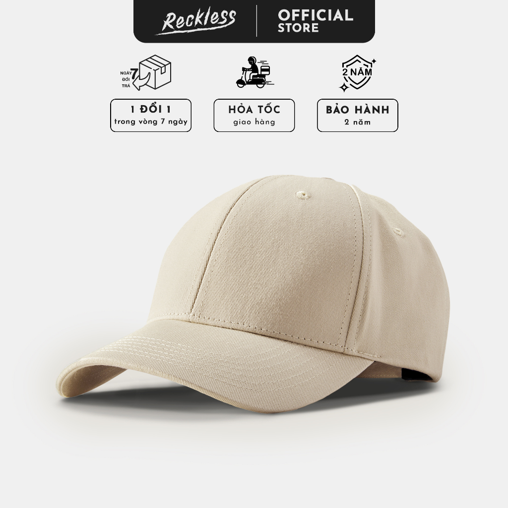 Nón Bóng Chày Lưỡi Trai Màu Trơn Reckless Signature Ballcap Vải Kaki Cotton