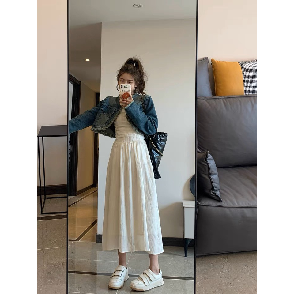 Váy hai dây maxi, đầm maxi dúm ngực lưng chun co giãn from_girls - V209 | BigBuy360 - bigbuy360.vn