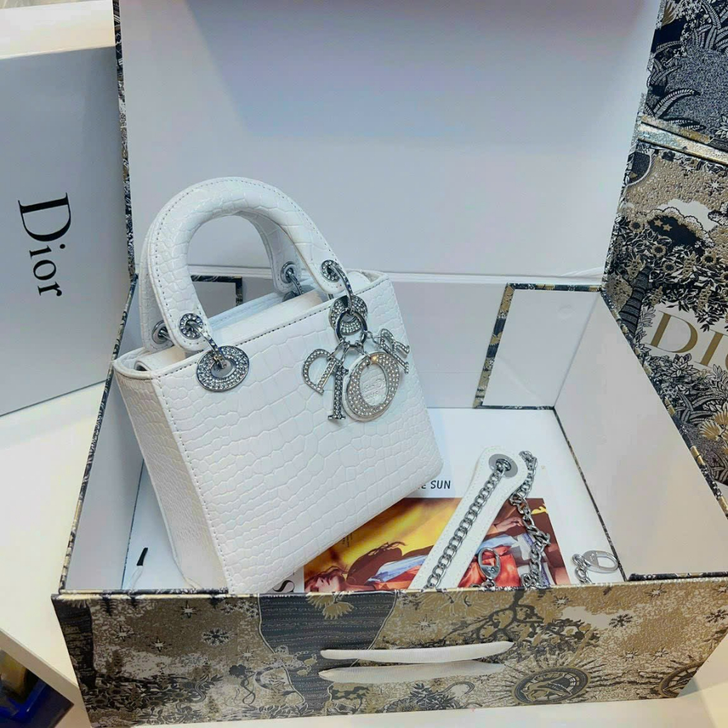 Túi Dior L.A.D.Y Croc Sp trắng - Shop Lynh