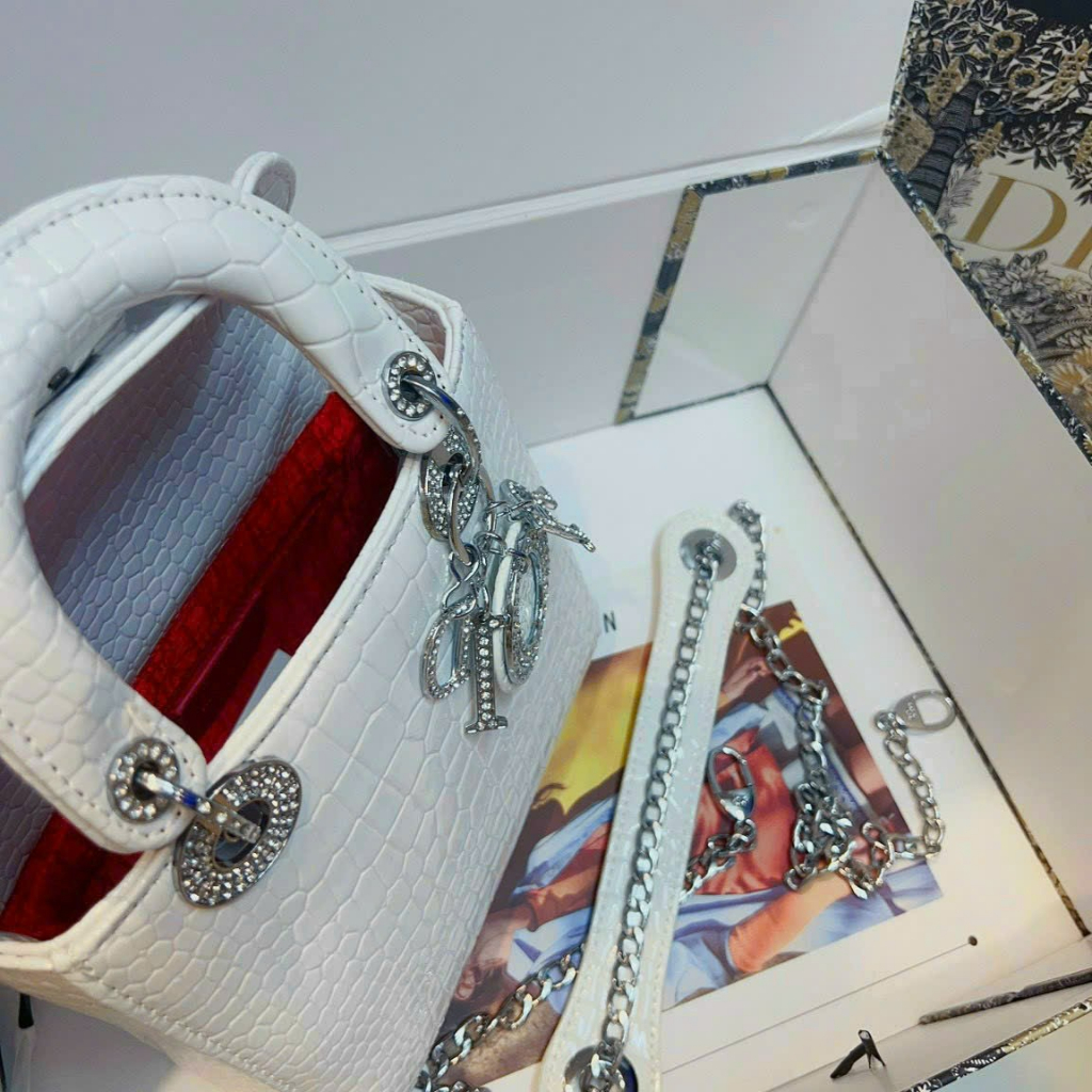 Túi Dior L.A.D.Y Croc Sp trắng - Shop Lynh
