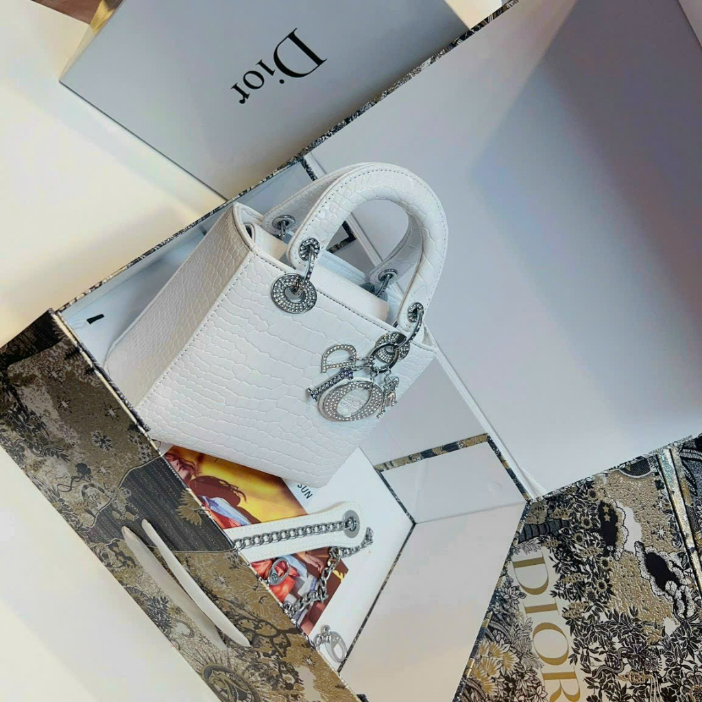 Túi Dior L.A.D.Y Croc Sp trắng - Shop Lynh