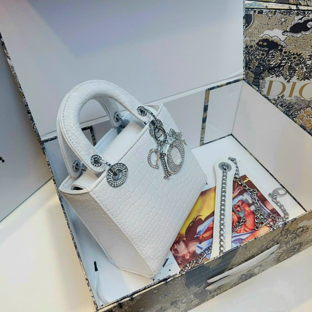 Túi Dior L.A.D.Y Croc Sp trắng - Shop Lynh