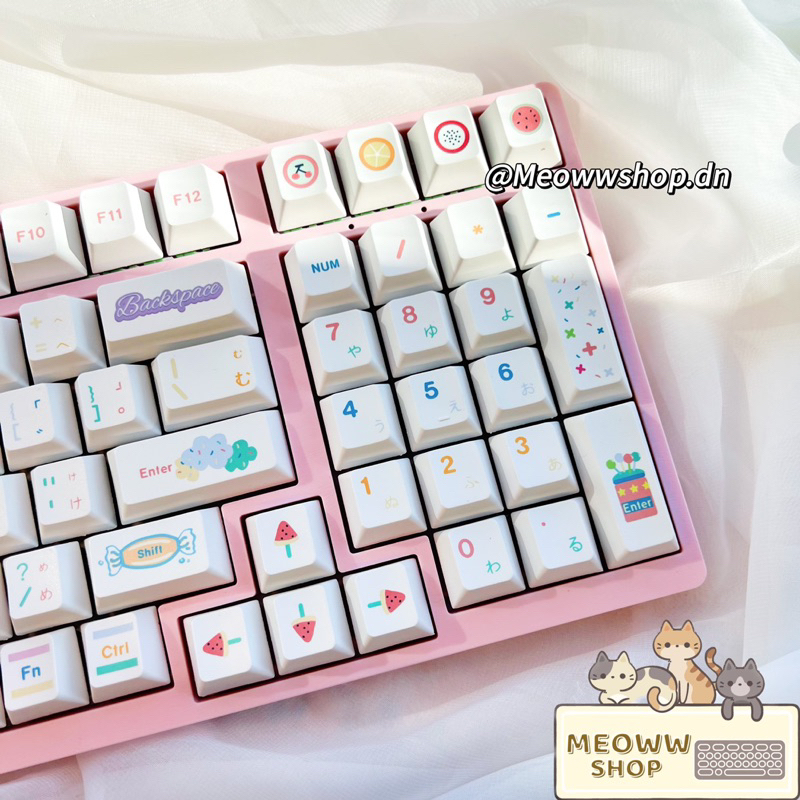 Keycap Cute Cat màu pastel dễ thương cho bàn phím cơ