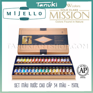 Màu nước cao cấp Mijello Mission Gold set 34 màu - 15ml