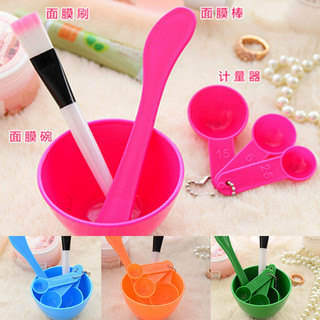 Bộ bát trộn đắp mặt nạ, bộ chén trộn mặt nạ 4 món tiện ích-màu ngẫu nhiên
