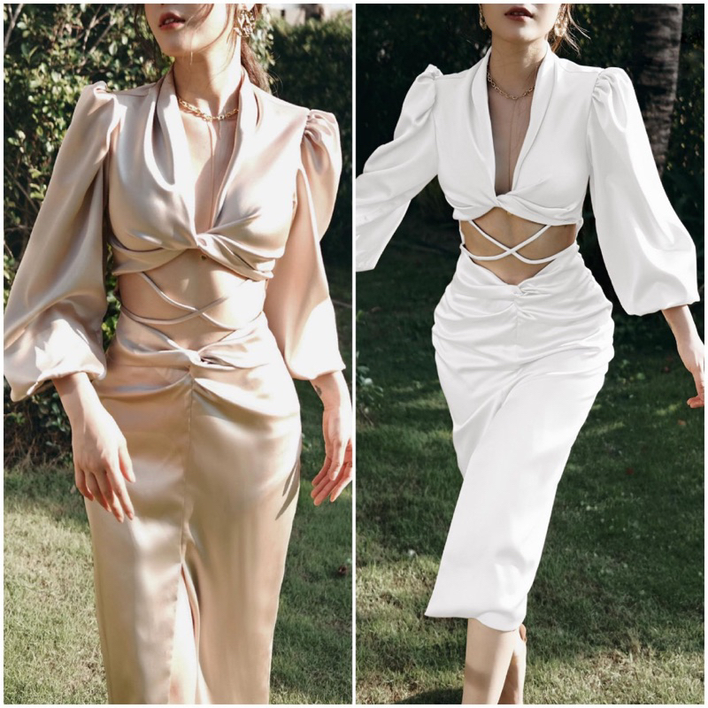 Đầm lụa hở eo mifam