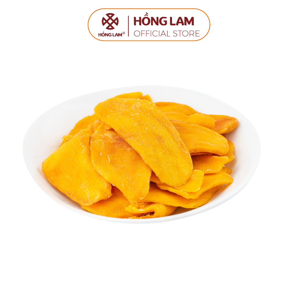Xoài dẻo thượng hạng Hồng Lam, dạng hộp (200gr, 300gr, 500gr) và gói (200gr). Có vị chua, ngọt, dẻo