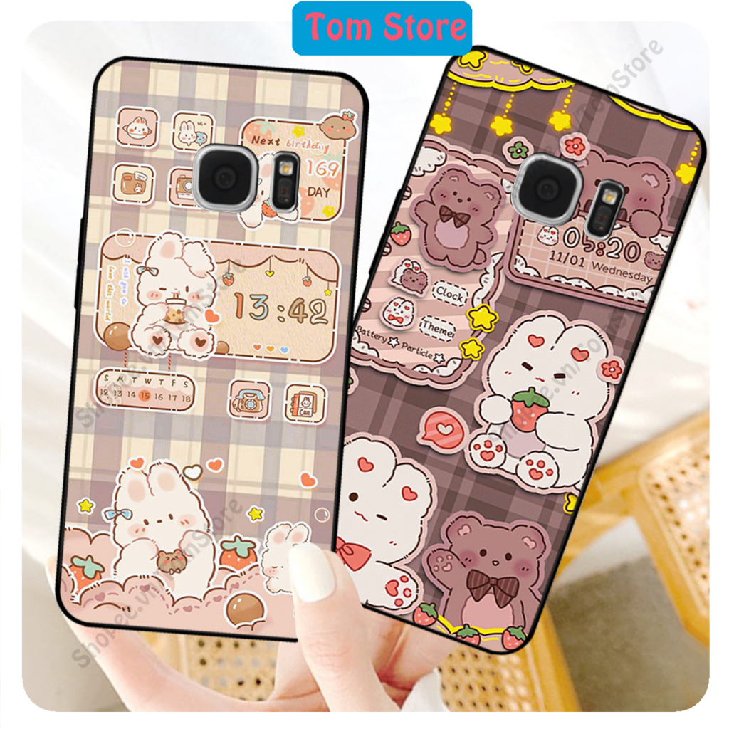 Ốp lưng Samsung Note 5 - S6 - S6 Edge - S7 - S7 Edge in hình caro gấu thỏ, gấu bear cute