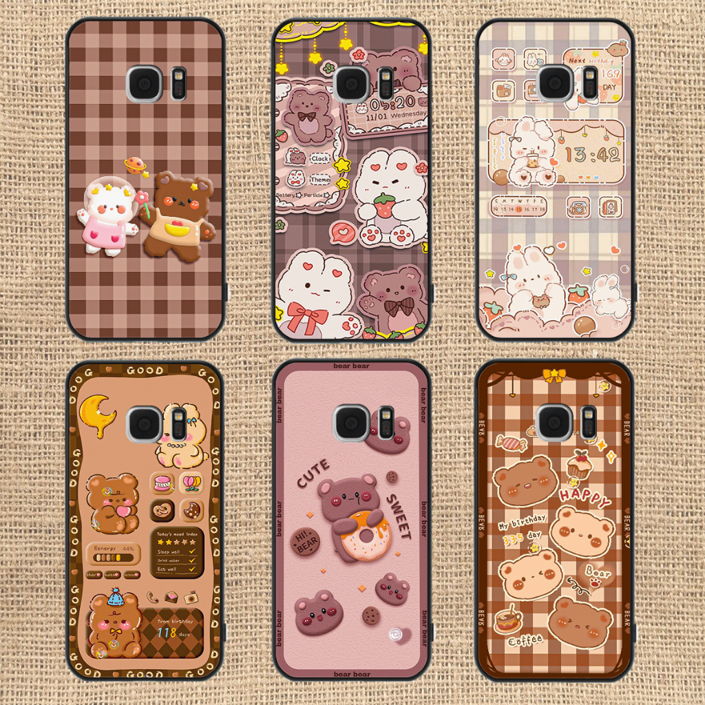 Ốp lưng Samsung Note 5 - S6 - S6 Edge - S7 - S7 Edge in hình caro gấu thỏ, gấu bear cute