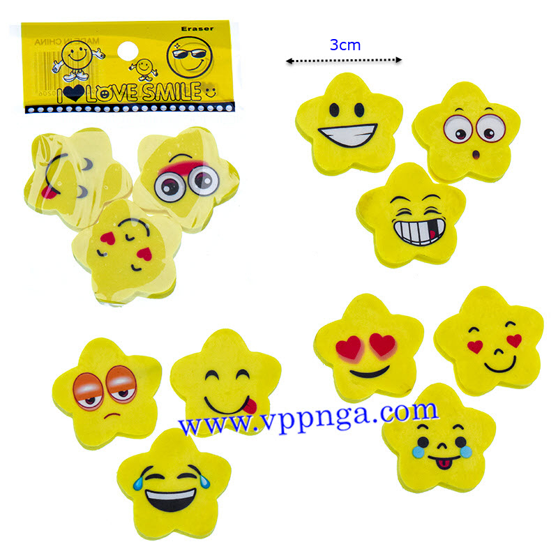 Gôm, tẩy bút chì hoa mai mặt cười (3c/b), E-1016 (1 cái)