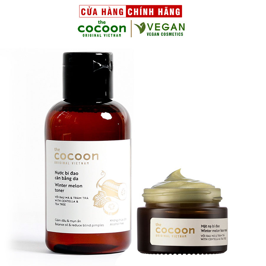 Combo toner nước cân bằng da bí đao cocoon 140ml + mặt nạ bí đao cocoon 30ml