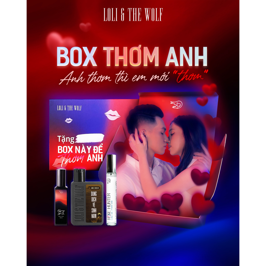 Bộ Quà Tặng Nam Giới BOX THƠM ANH Loli & The Wolf - Dung Dịch Vệ Sinh Nam 80ml & Nước Hoa 10ml & Xịt Thơm Miệng 20ml