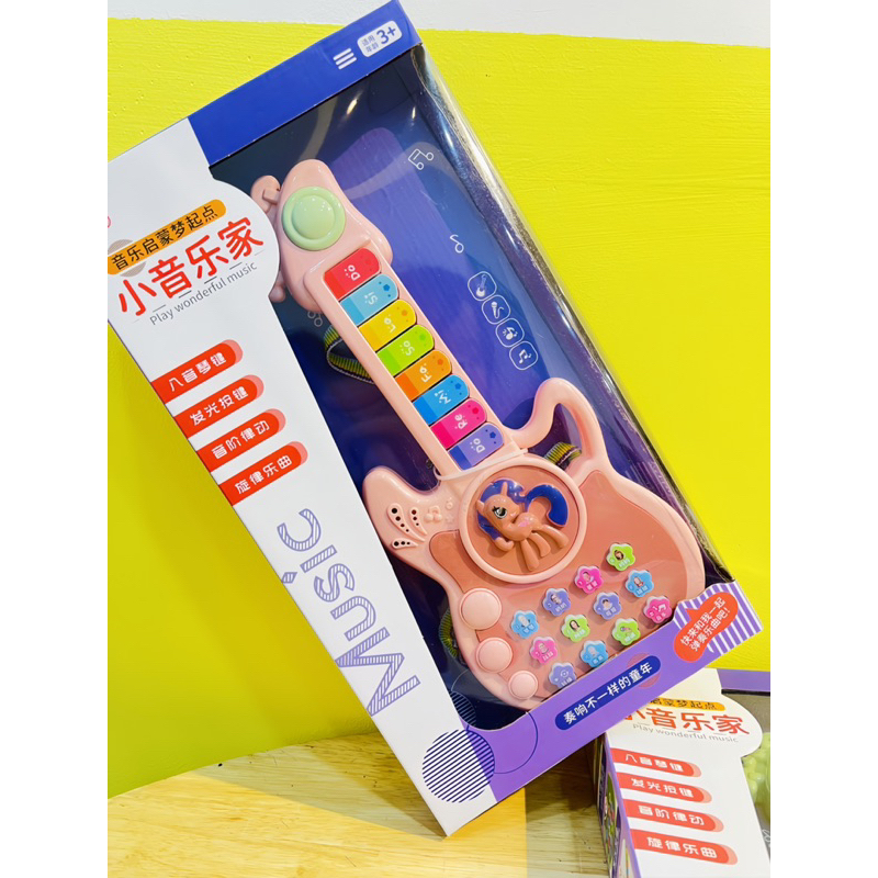 Đàn Ghita Phát Nhạc cho bé  Kèm Đèn Led và âm nhạc chất liệu cao cấp an toàn cho bé chơi