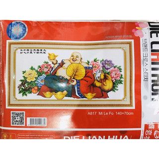TRANH THÊU CHỮ THẬP PHẬT DI LẶC A817-140X70CM