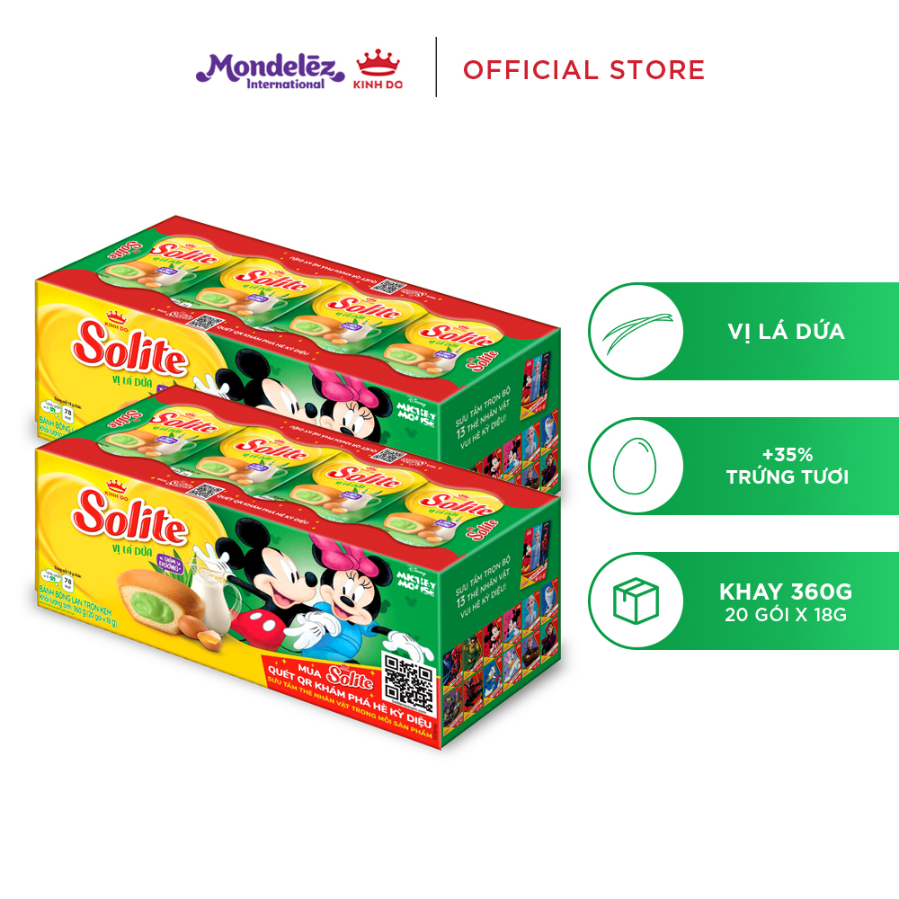 [Săn Thẻ Trúng Quà] Hộp Bánh Bông Lan Tròn Kem SOLITE Phiên Bản Disney, Combo 2 hộp x360g