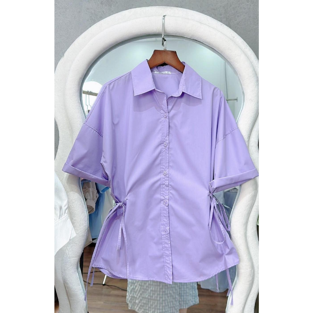 B1054- Áo sơ mi nữ tay ngắn trẻ trung dây cột