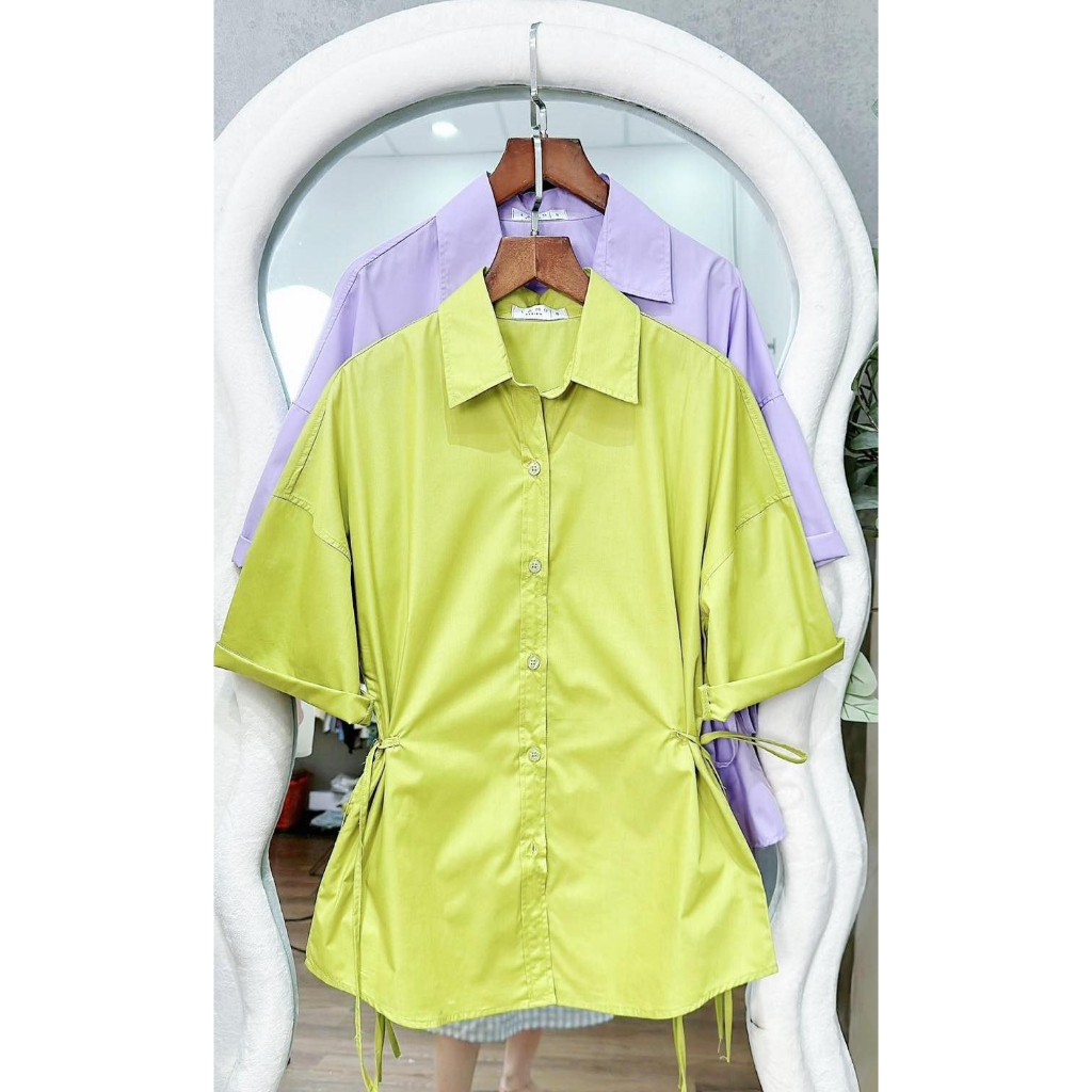 B1054- Áo sơ mi nữ tay ngắn trẻ trung dây cột