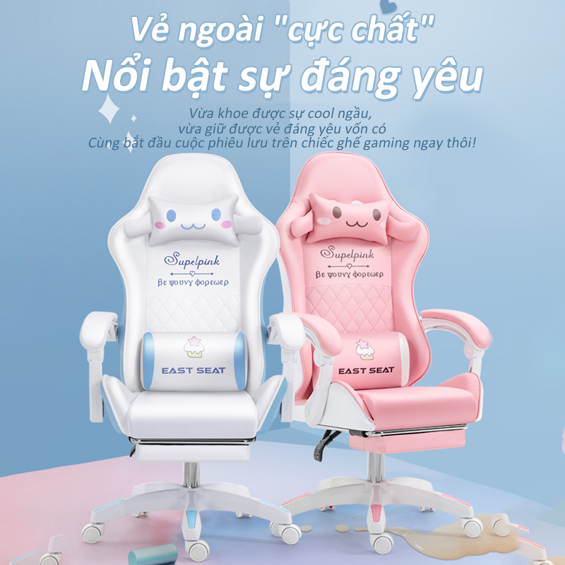Ghế gaming cho, hồng đáng yêu live stream chơi game học tập, không mỏi khi ngồi lâu có thể ngả lưng