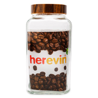 Hũ thủy tinh herevin vuông nắp woody 3 lít - hvnw30