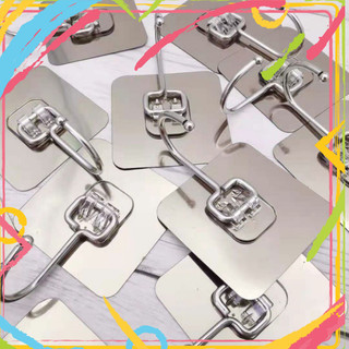 Combor 2 móc inox dán tường loại 1,bền bỉ chịu lực tốt,móc tráng bạc siêu dính