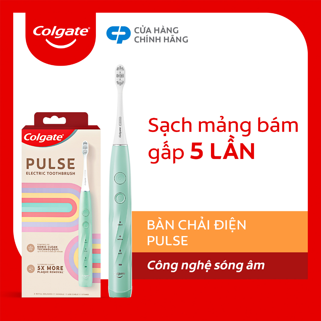 Bàn chải điện Colgate PULSE công nghệ sóng âm, sạch mảng bám, pin 60 ngày