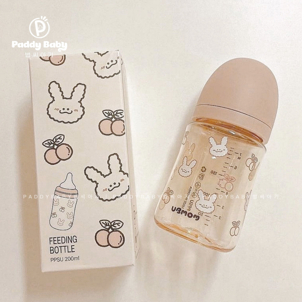 Bình sữa UB Mom họa tiết thỏ nội địa Hàn siêu xinh cho bé