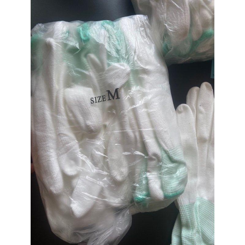 10 đôi Găng tay bảo hộ  trắng xám lòng bàn tay phủ PU  bảo vệ tay  tránh tiếp xúc vật sắc nhọn giá tốt