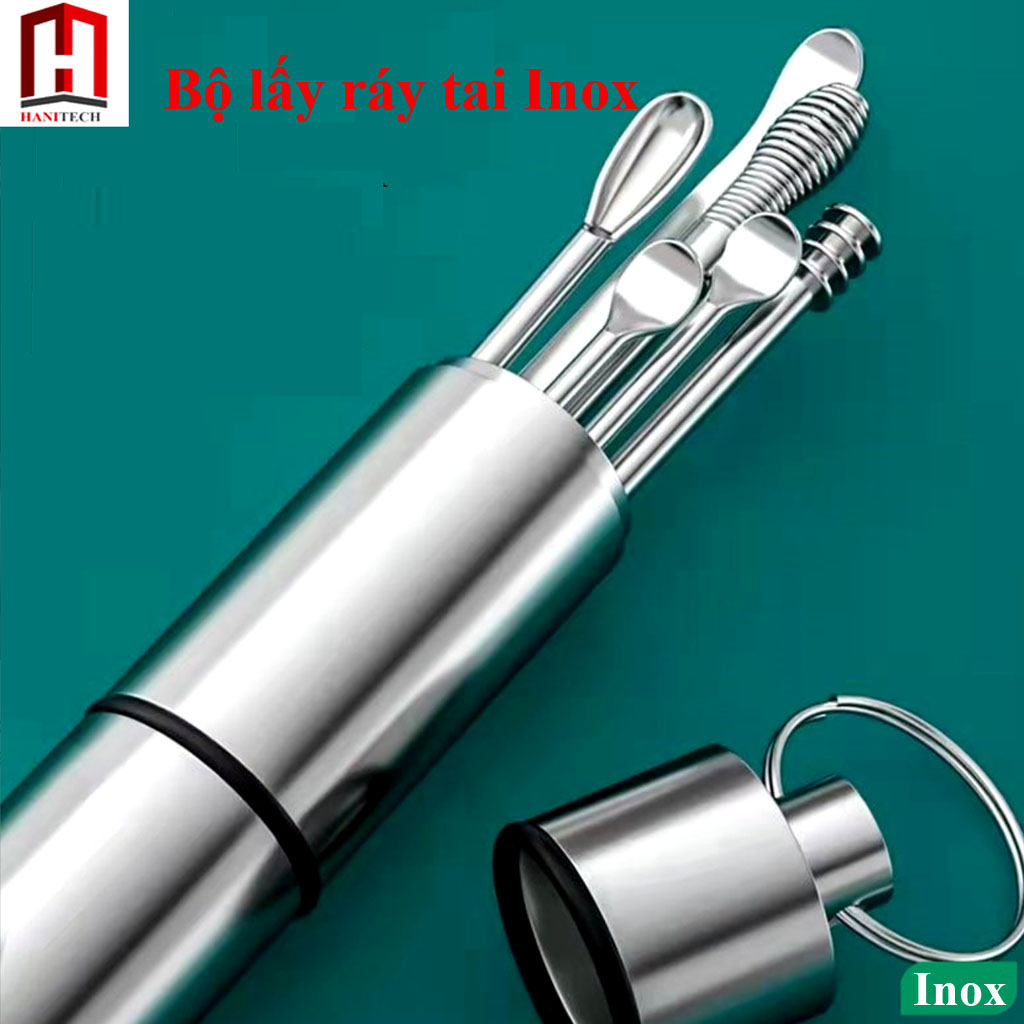 Bộ lấy ráy tai, bộ dụng cụ ngoáy tai chuyên nghiệp Inox kèm hộp