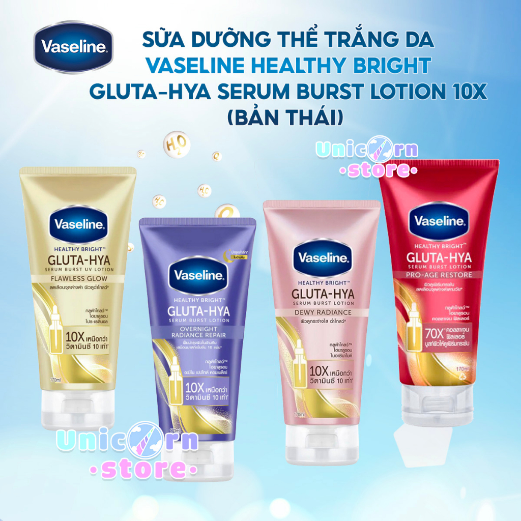 Sữa Dưỡng Thể Trắng Da Vaseline Healthy Bright Gluta-Hya Serum Burst Lotion 10X