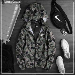 Áo Khoác Gió Thể Thao Nam NinekeOnstock, Áo Khoác Nike Windbreaker Printed Camo Hoodie Jacket - Rêu