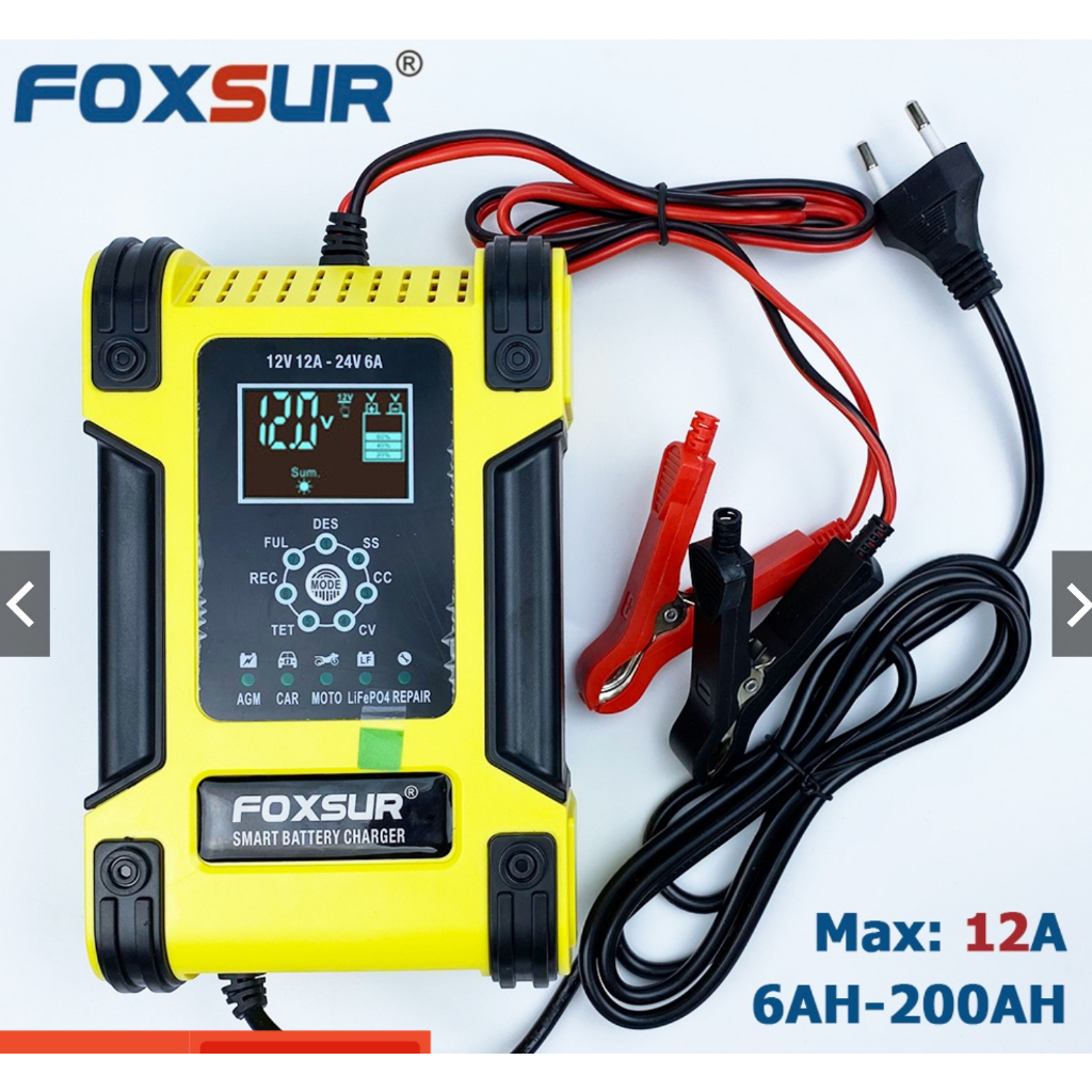 Sạc bình ắc quy 12V 24V 6Ah - 200Ah FOXSUR