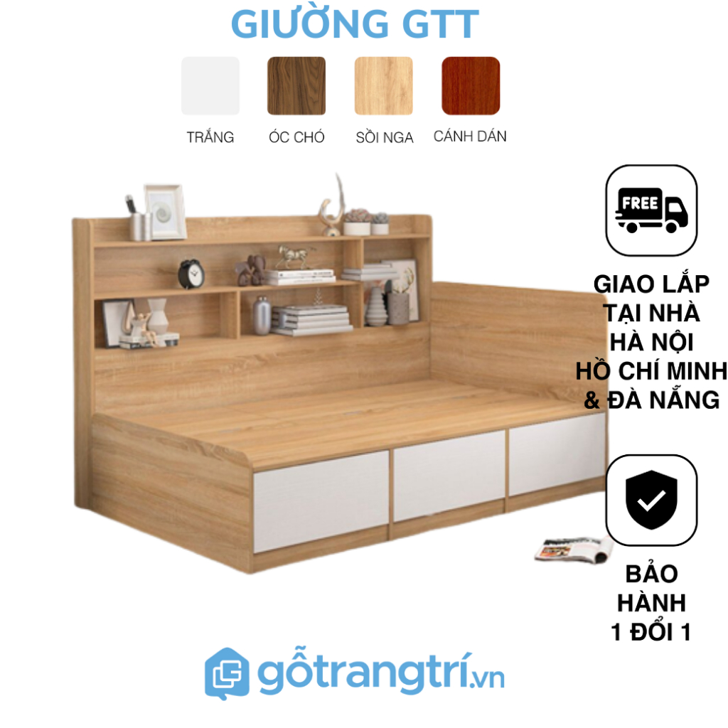 ⚡GIÁ GỐC⚡ Giường ngủ hiện đại bằng gỗ thiết kế liền giá trưng bày chống nước. GHS-9196 [GTT ]