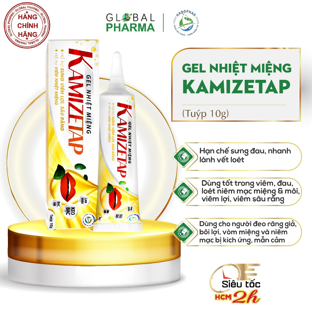 Gel nhiệt miệng Kamizetap giúp nhanh lành vết nhiệt miệng, giảm sưng đau (Tuýp 10gr)