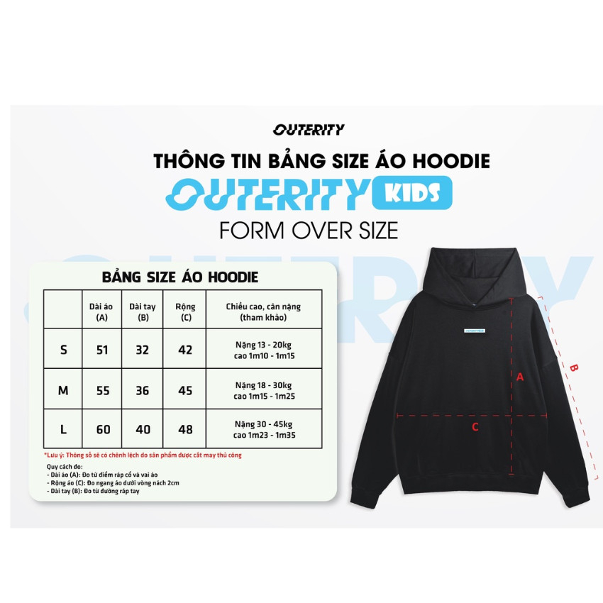 Áo Outerity Kids Hoodie Local Brand Black Color - Nỉ chân cua