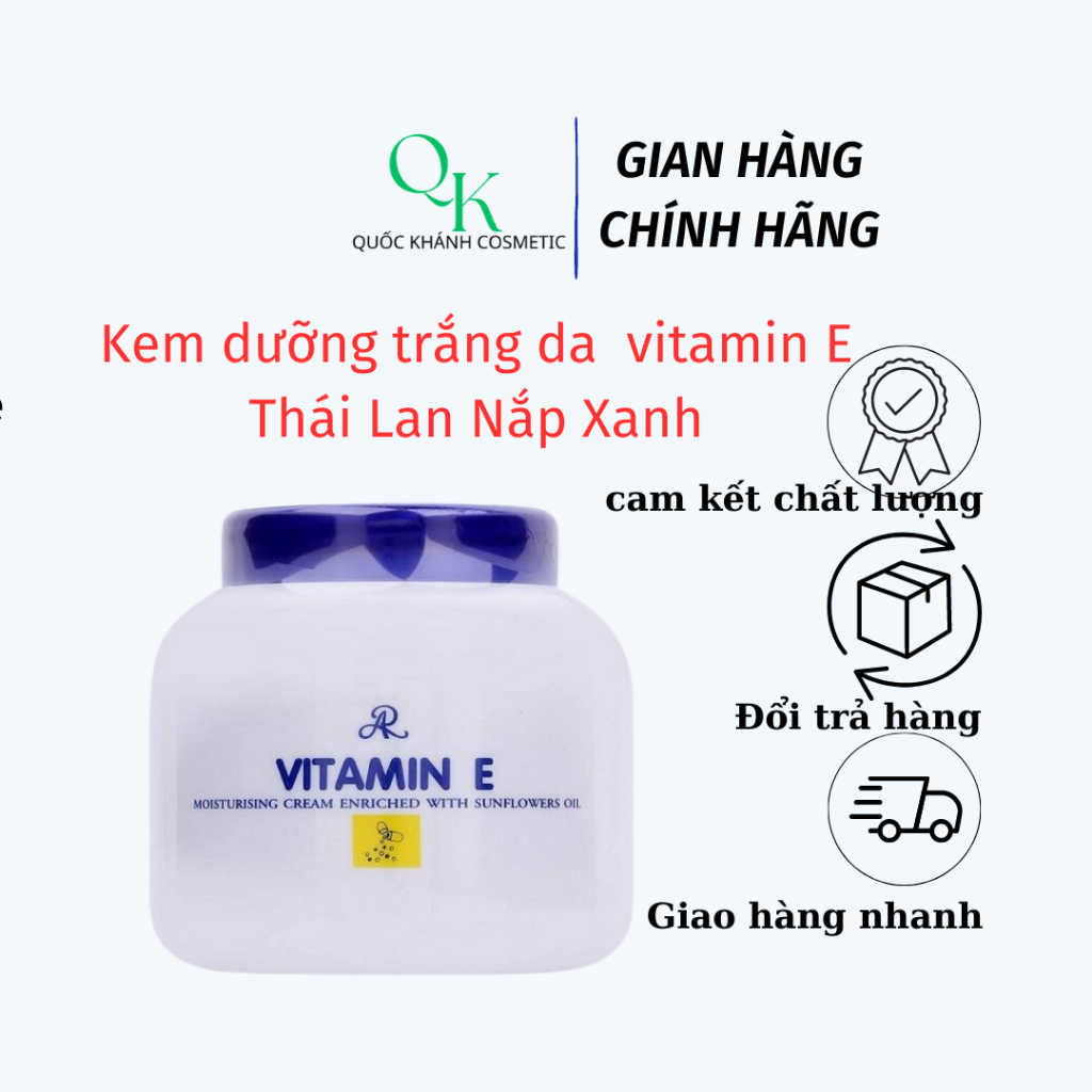 Kem Dưỡng Ẩm, Kem Dưỡng Trắng Vitamin E Thái Lan (Nắp xanh dùng cho Body & Face)