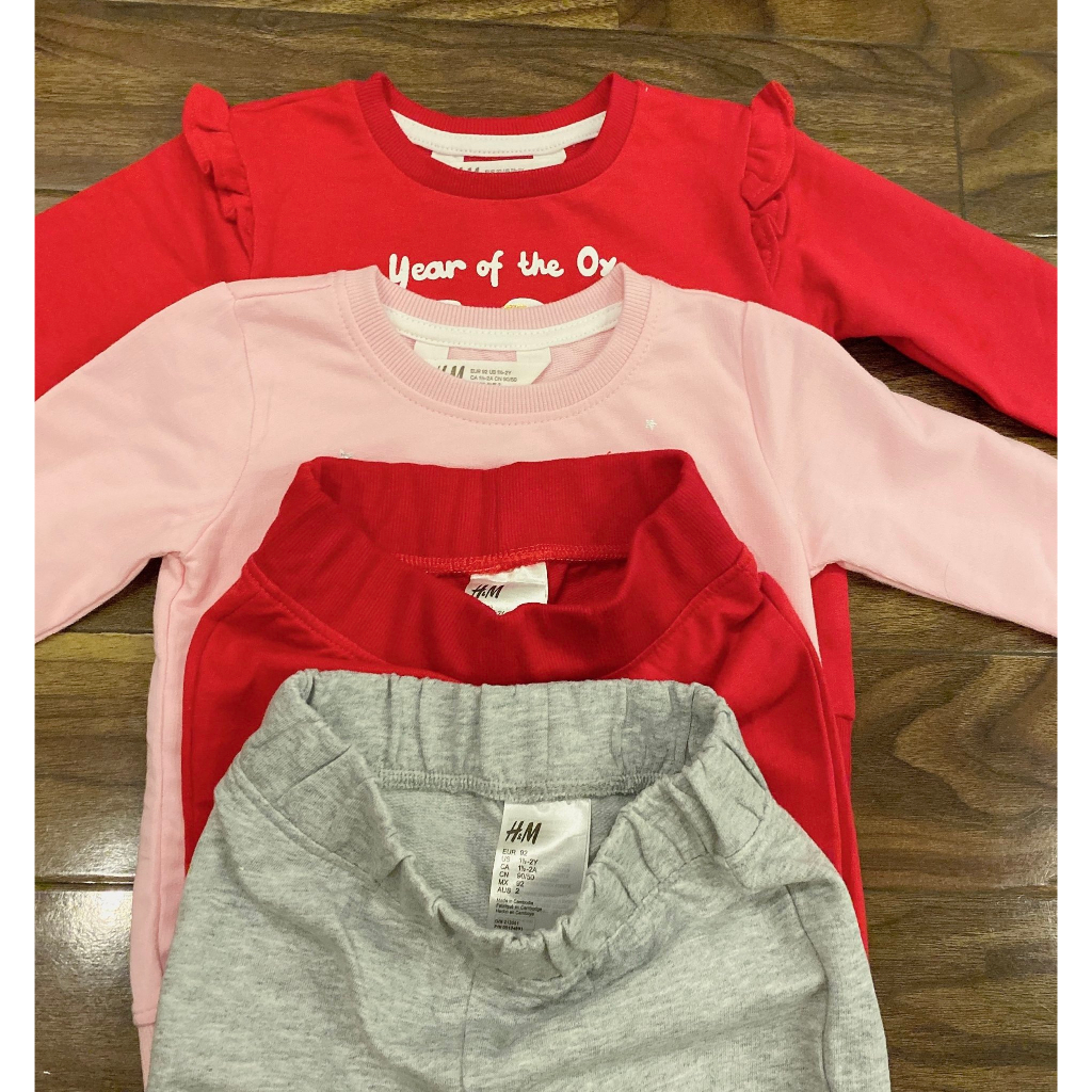 Đồ bộ quần áo thu đông nỉ da cá HM bé gái  siêu đẹp size từ 11-23kg