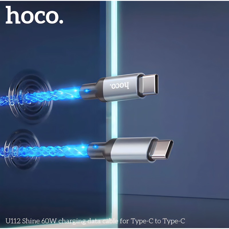 Cáp sạc nhanh có đèn led U112 typeC -typeC 60W dài 1M