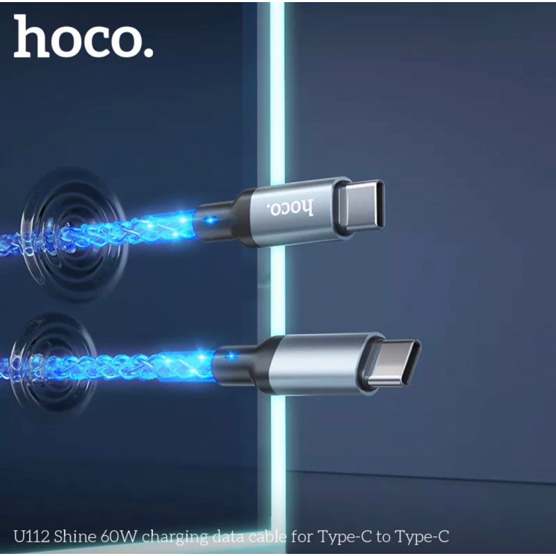 Cáp sạc nhanh có đèn led U112 typeC -typeC 60W dài 1M