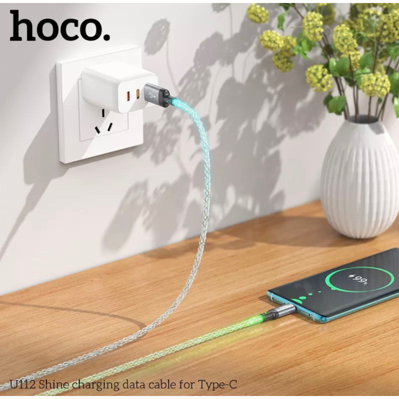 Cáp sạc nhanh có đèn led U112 typeC -typeC 60W dài 1M