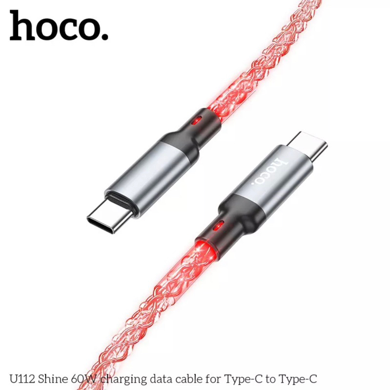 Cáp sạc nhanh có đèn led U112 typeC -typeC 60W dài 1M
