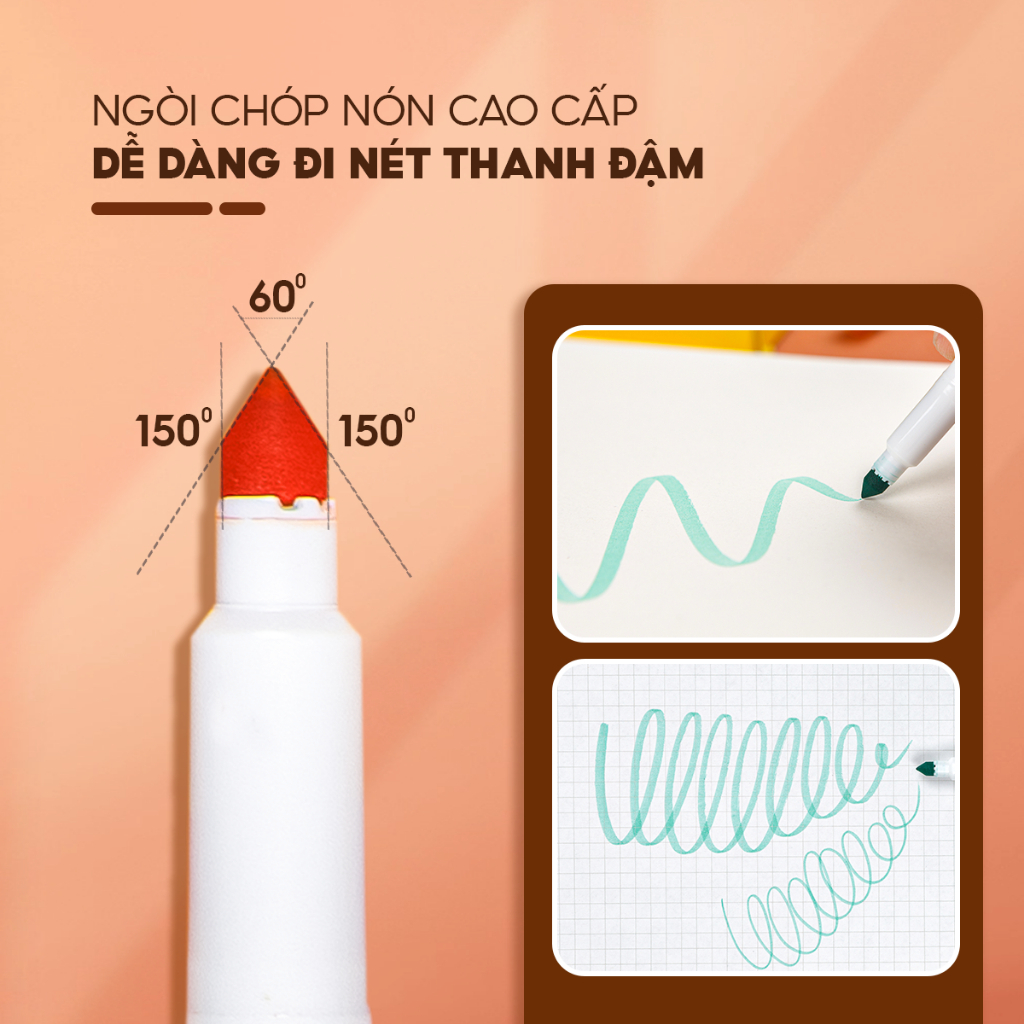 Bút lông màu Fiber Pen 20 màu Retro Thiên Long Colokit rửa được ngòi chóp viết nét thanh nét đậm SWM-C009