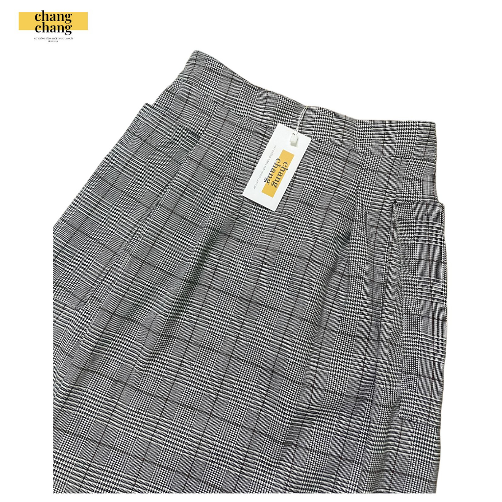 Váy Chống Nắng Lưng Thun Cài Nút Màu Đen Xếp Ly Siêu Xinh, Quây Che Nắng Thiết Kế Vải Quần Tây, VFL_Den