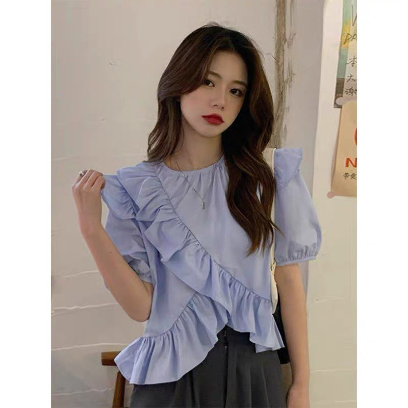 B1065- Áo sơ mi nữ phối bèo cá tính